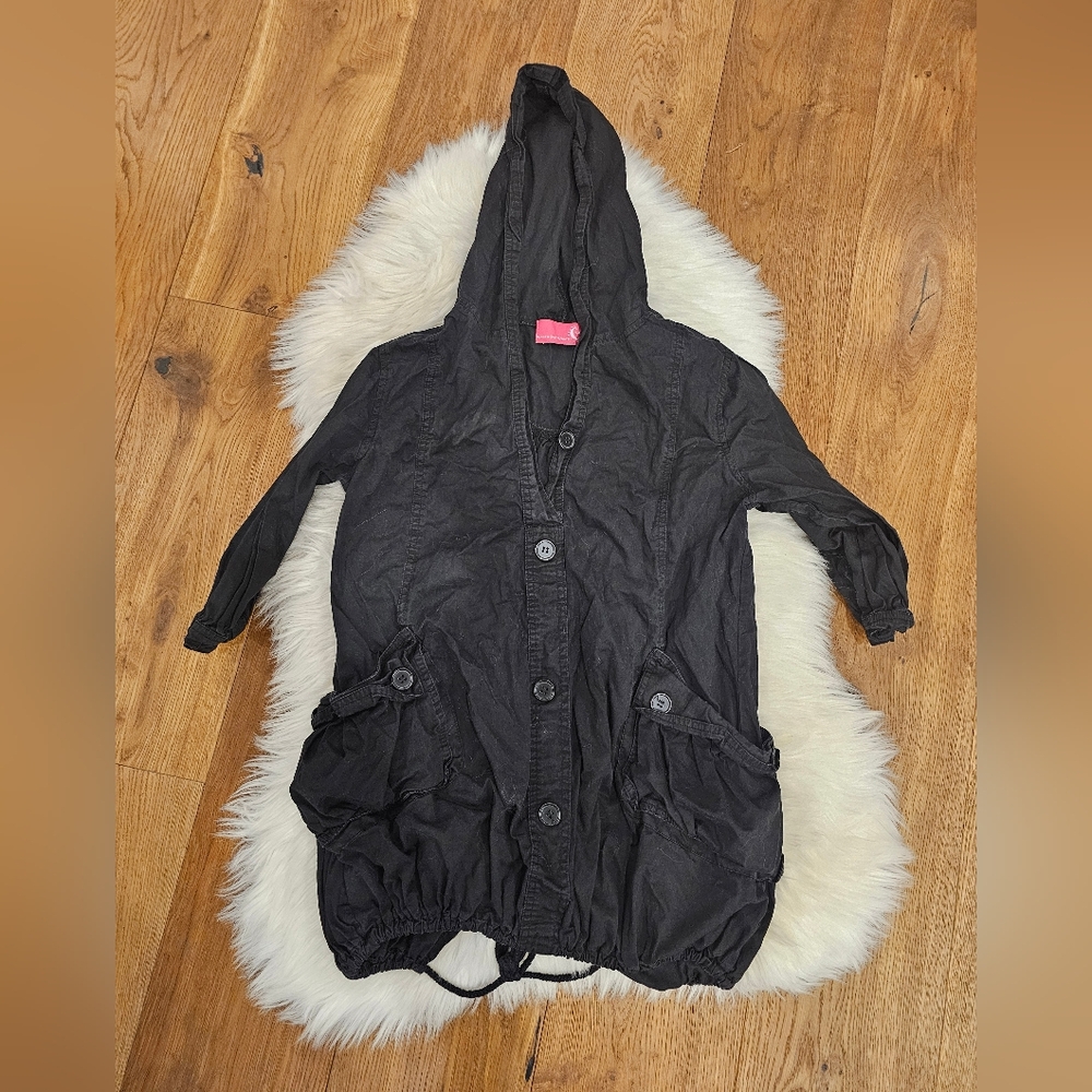 Vintage Black Hooded Utility Jacket